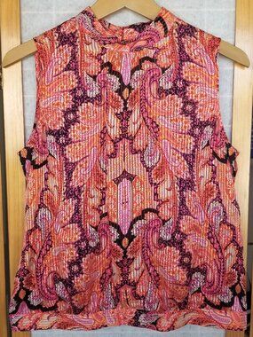 Talbots 100% Silk Pullover Paisley Print Blouse Shirt Size 8P